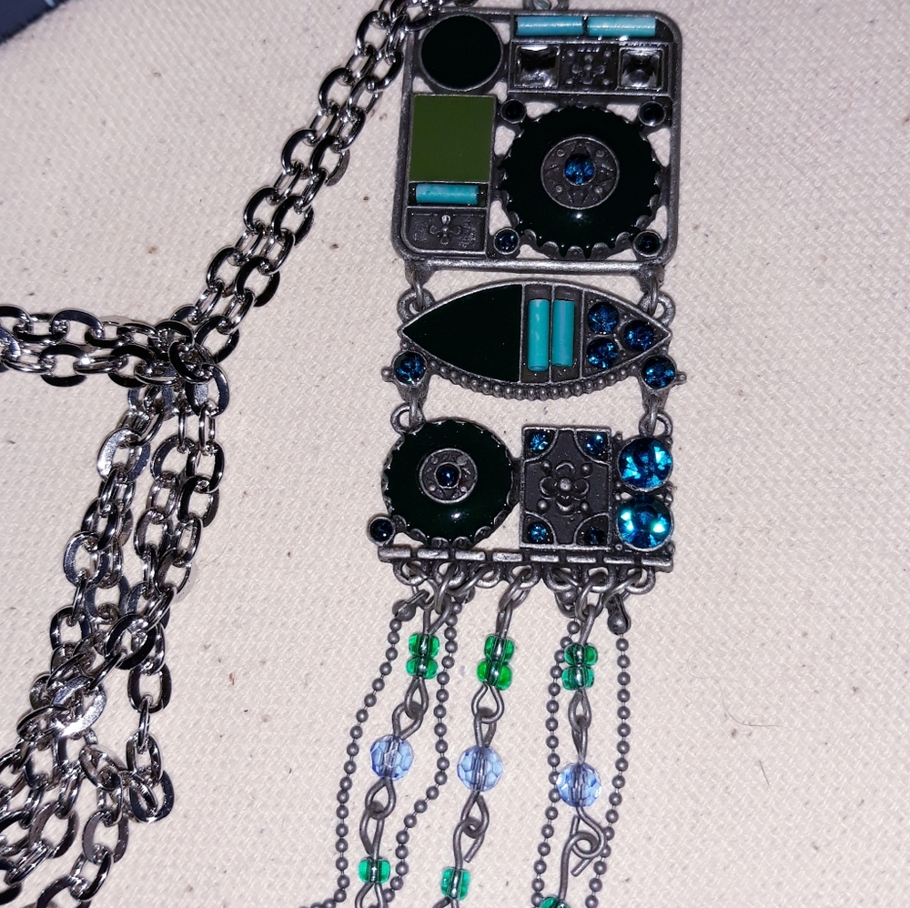 Unique boho necklace, mixed media